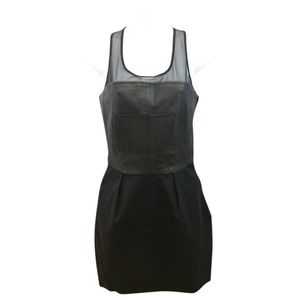 Elizabeth and James Leather Trim and Black Stretchy Knit Dress 8